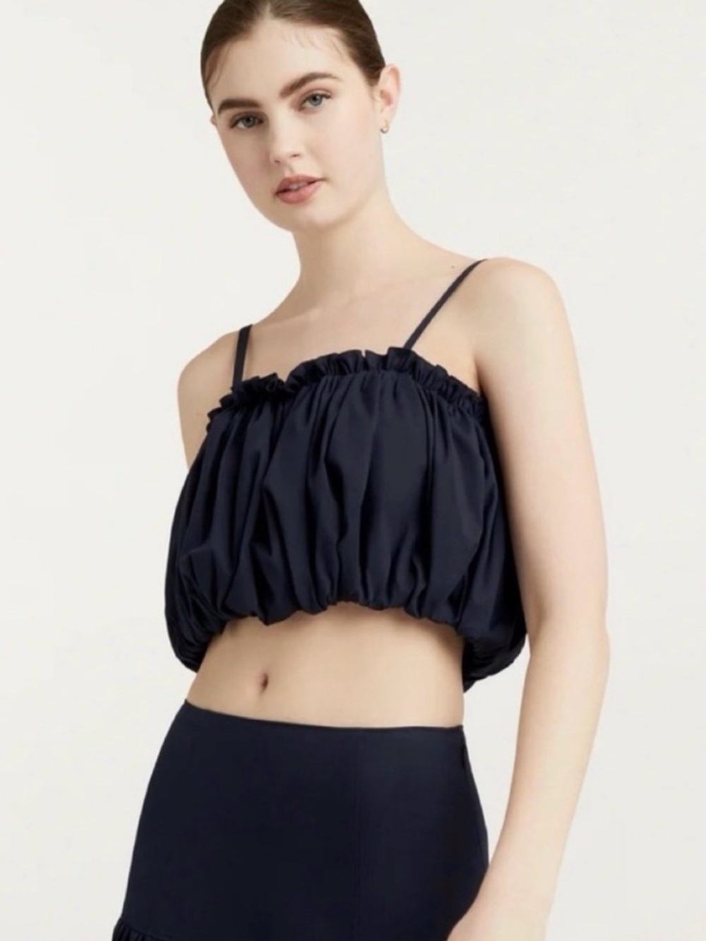 Cinq a Sept Black Bubble Crop Tank